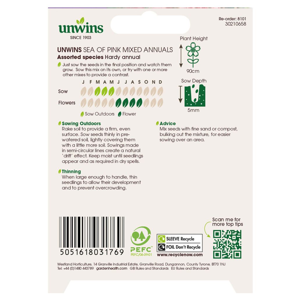 Unwins Mixed Sea Of Pink Annuals Seeds 5051618031769 2